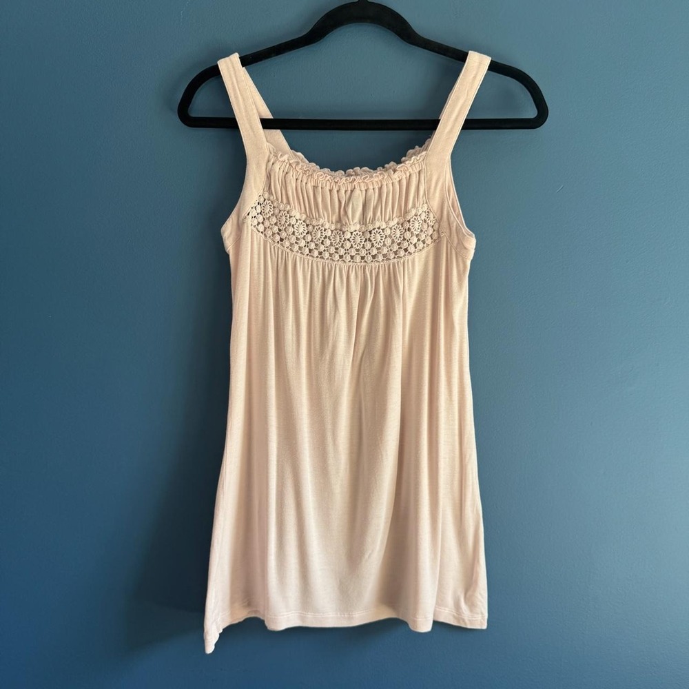Y2K Gathered Tank Top Women's Size Small Blush Pink Willi Smith Stretch Boho